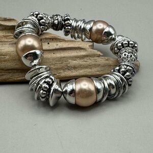 Source Unknown Silver & Champagne Stretch Bracelet